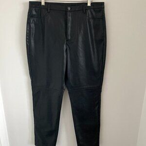 Joe Fresh Faux Leather Women's Black High Rise Tempered Legs Pants Size 14